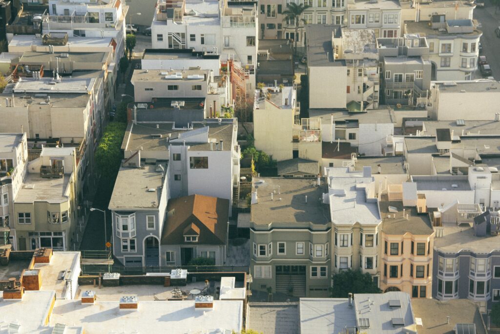 Flat roofs as seen in a drone survey